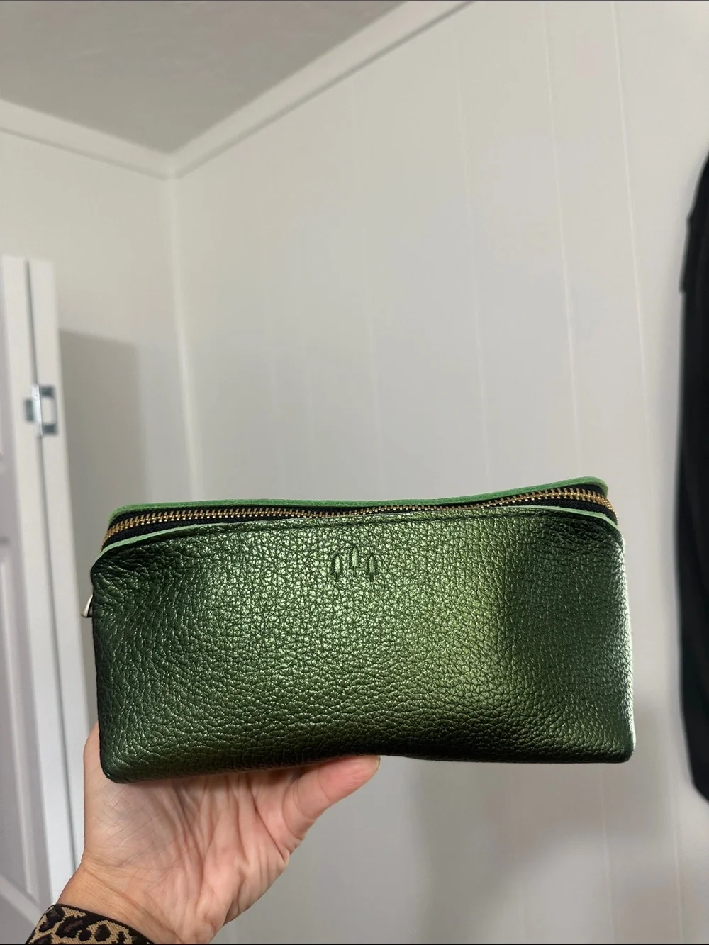 PORTLAND LEATHER GOODS Greench gorgeous Metallic green color Wide Mouth Pouch